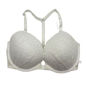 Victoria's Secret 32DD Push Up White Lace Racerback Y-back Underwire Bra